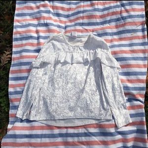 White Velvet Ruffle Top